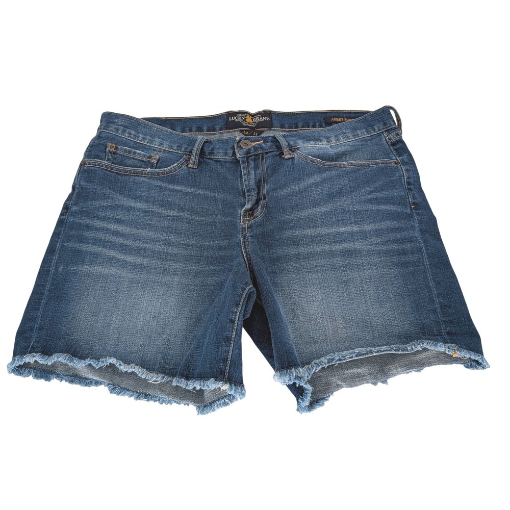 Lucky Brand‎ Abbey Short Women 12/31 Blue Fray Cuff Denim Jean Shorts Boho Y2K